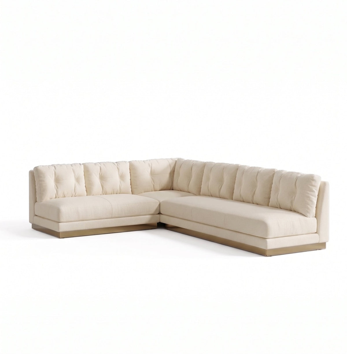 Sillón esquinero Cardiff tapizado en pana antimanchas color Vainilla, sofá en L con chaise longue