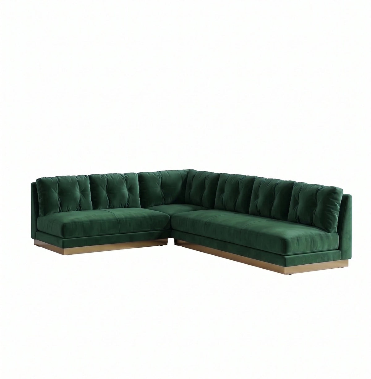 Sillón esquinero Cardiff tapizado en pana antimanchas color Verde inglés, sofá en L con chaise longue