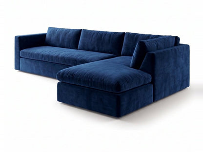 Sillón esquinero Cúrcuma tapizado en pana antimanchas color Azul, sofá en L con chaise longue