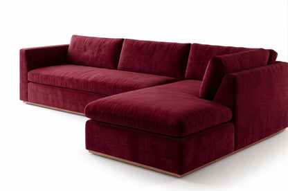 Sillón esquinero Cúrcuma tapizado en pana antimanchas color Bordó, sofá en L con chaise longue