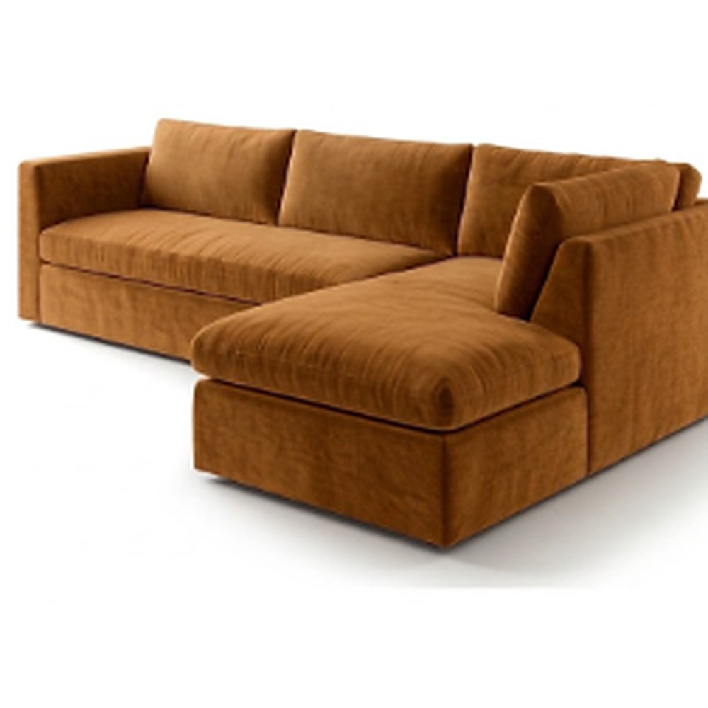 Sillón esquinero Cúrcuma tapizado en pana antimanchas color Gamuza, sofá en L con chaise longue