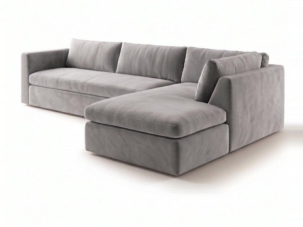 Sillón esquinero Cúrcuma tapizado en pana antimanchas color Onyx, sofá en L con chaise longue