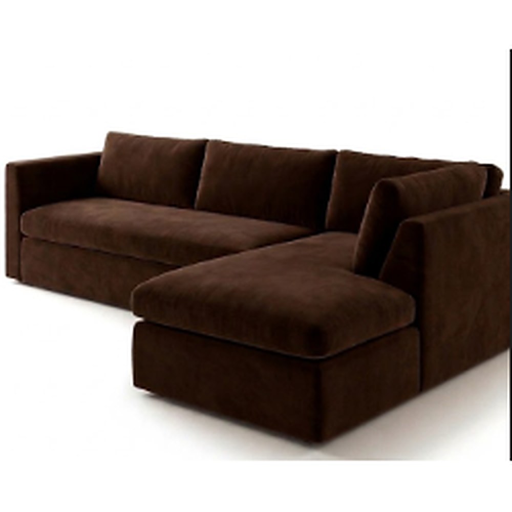 Sillón esquinero Cúrcuma tapizado en pana antimanchas color Suela, sofá en L con chaise longue