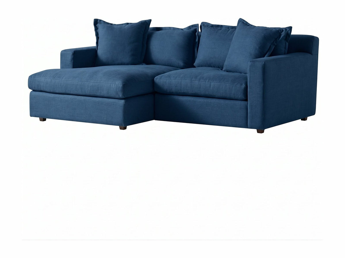 Sillón esquinero Enrique tapizado en pana antimanchas color Azul, sofá en L con chaise longue