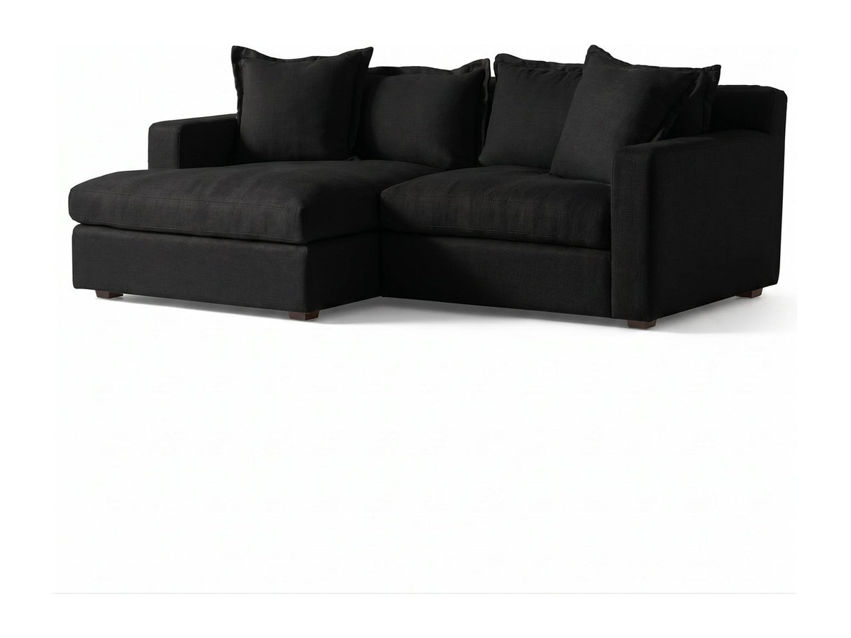 Sillón esquinero Enrique tapizado en pana antimanchas color Black, sofá en L con chaise longue