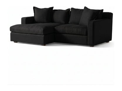 Sillón esquinero Enrique tapizado en pana antimanchas color Black, sofá en L con chaise longue