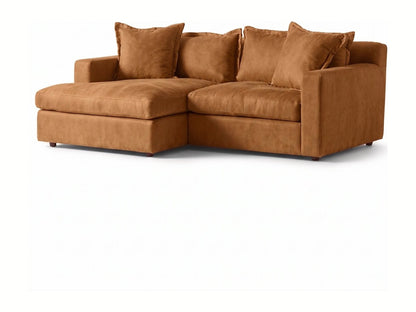 Sillón esquinero Enrique tapizado en pana antimanchas color Gamuza, sofá en L con chaise longue