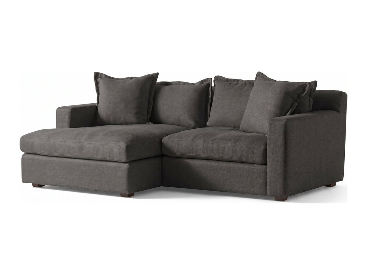 Sillón esquinero Enrique tapizado en pana antimanchas color Grafito, sofá en L con chaise longue