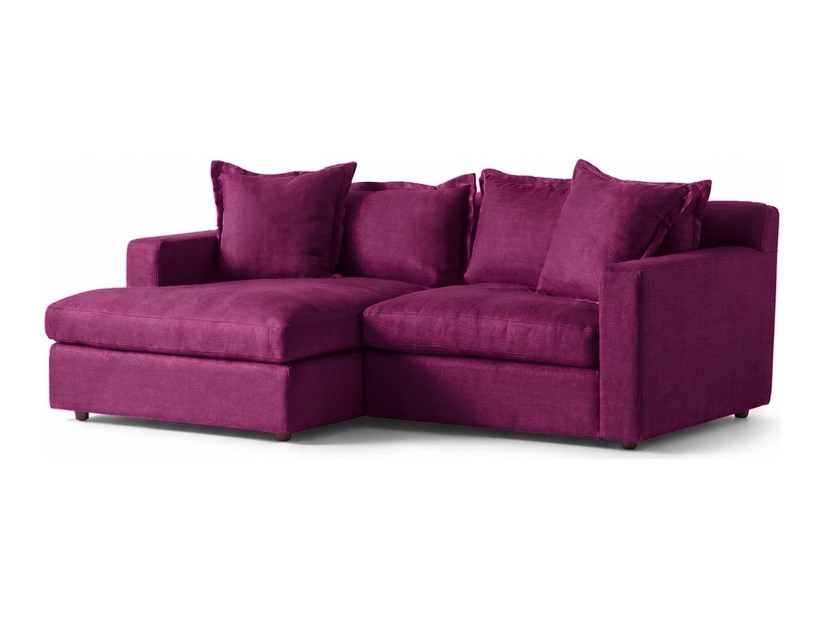 Sillón esquinero Enrique tapizado en pana antimanchas color Obispo, sofá en L con chaise longue