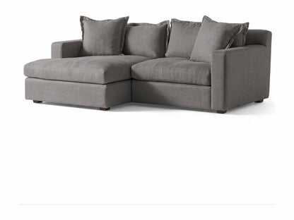 Sillón esquinero Enrique tapizado en pana antimanchas color Onyx, sofá en L con chaise longue