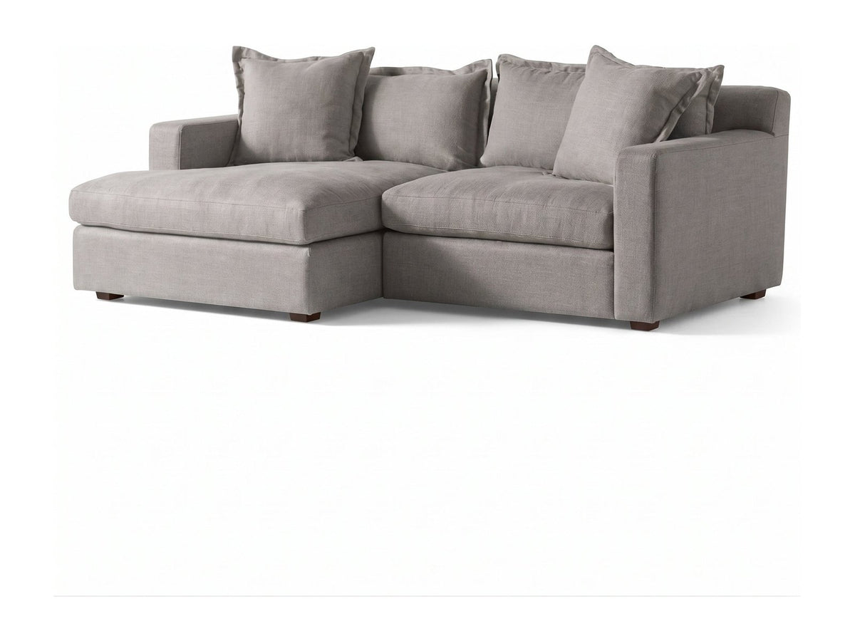 Sillón esquinero Enrique tapizado en pana antimanchas color Plata, sofá en L con chaise longue