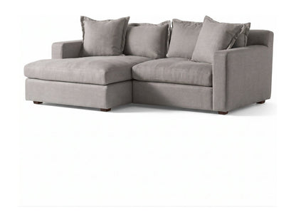 Sillón esquinero Enrique tapizado en pana antimanchas color Plata, sofá en L con chaise longue
