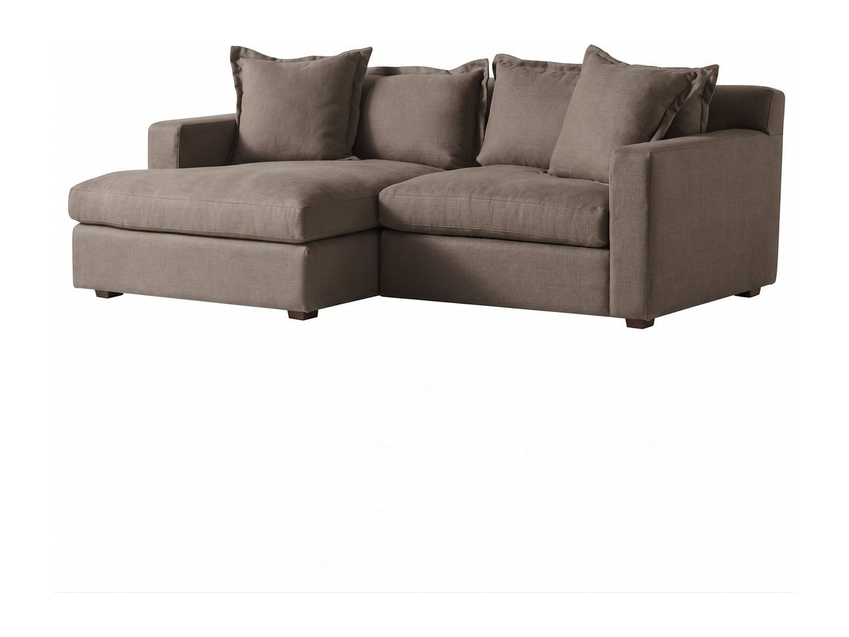 Sillón esquinero Enrique tapizado en pana antimanchas color Stone, sofá en L con chaise longue