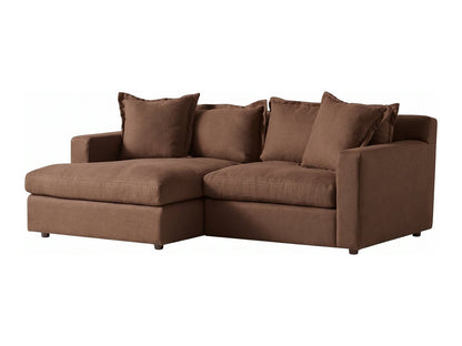 Sillón esquinero Enrique tapizado en pana antimanchas color Suela, sofá en L con chaise longue