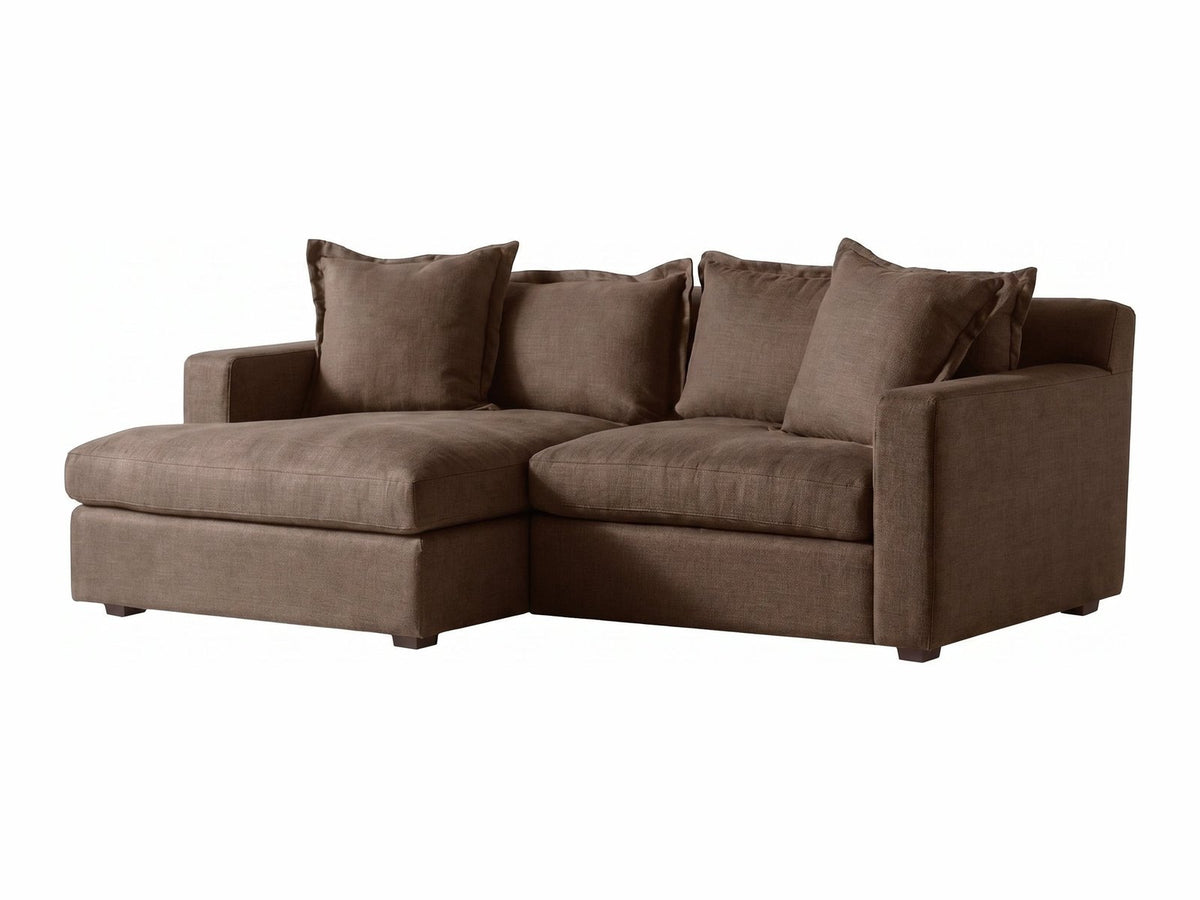 Sillón esquinero Enrique tapizado en pana antimanchas color Visón, sofá en L con chaise longue
