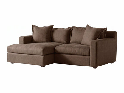 Sillón esquinero Enrique tapizado en pana antimanchas color Visón, sofá en L con chaise longue