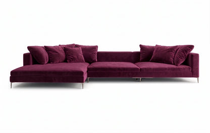 Sillón esquinero Florence tapizado en pana antimanchas color Obispo, sofá en L con chaise longue
