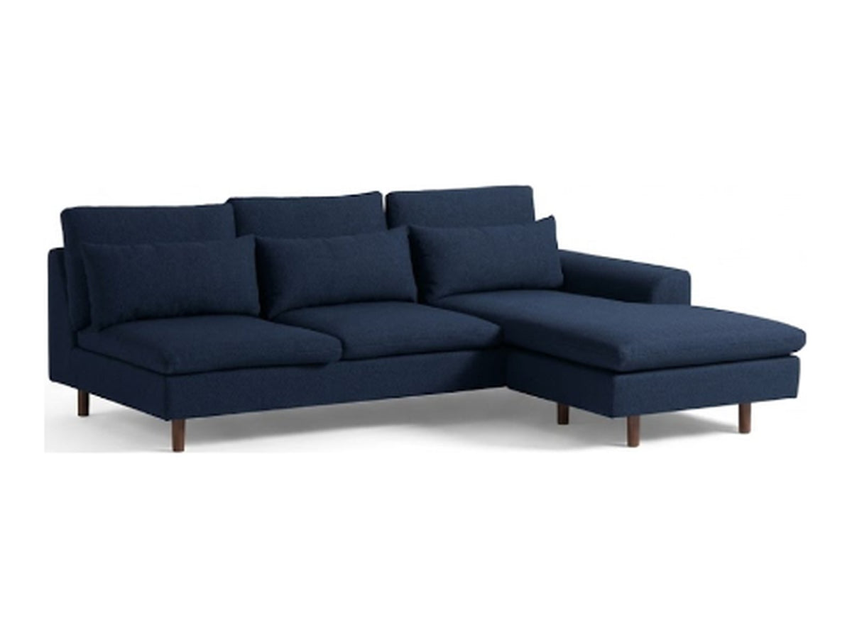 Sillón esquinero Leticia tapizado en pana antimanchas color Azul, sofá en L con chaise longue