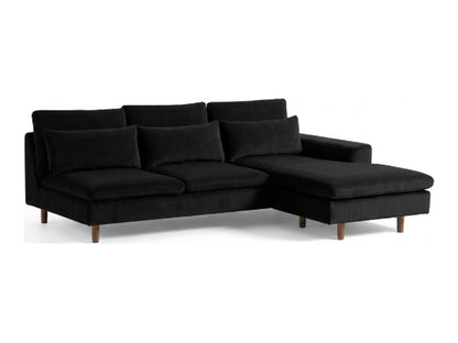 Sillón esquinero Leticia tapizado en pana antimanchas color Black, sofá en L con chaise longue
