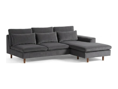 Sillón esquinero Leticia tapizado en pana antimanchas color Grafito, sofá en L con chaise longue