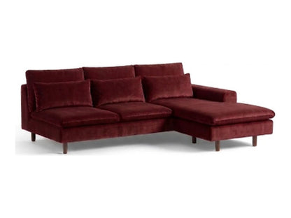 Sillón esquinero Leticia tapizado en pana antimanchas color Obispo, sofá en L con chaise longue