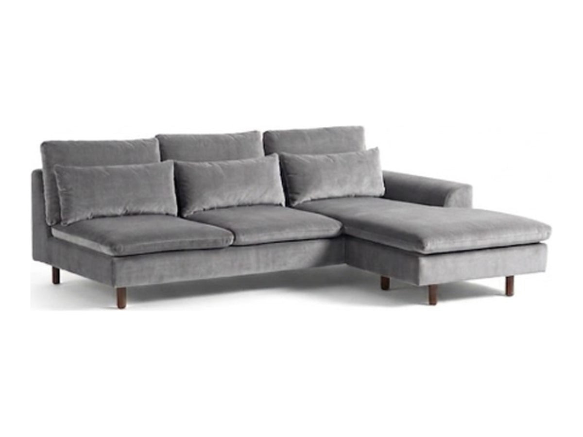 Sillón esquinero Leticia tapizado en pana antimanchas color Onyx, sofá en L con chaise longue