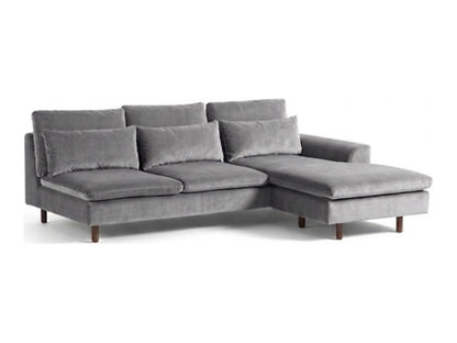 Sillón esquinero Leticia tapizado en pana antimanchas color Onyx, sofá en L con chaise longue