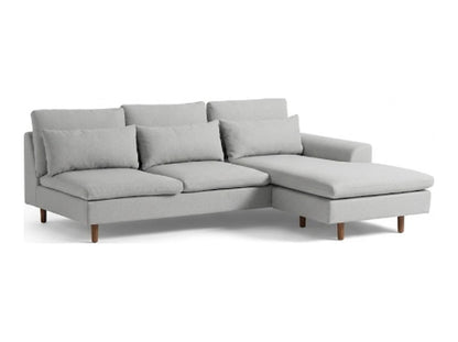 Sillón esquinero Leticia tapizado en pana antimanchas color Plata, sofá en L con chaise longue