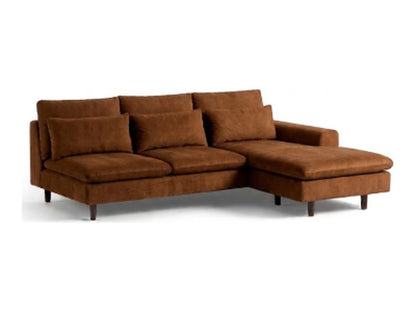 Sillón esquinero Leticia tapizado en pana antimanchas color Suela, sofá en L con chaise longue
