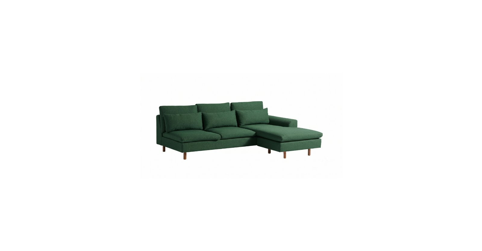 Sillón esquinero Leticia moderno, sofá rinconero verde con patas de madera – Tienda de Banquitos