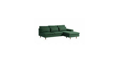 Sillón esquinero Leticia moderno, sofá rinconero verde con patas de madera – Tienda de Banquitos