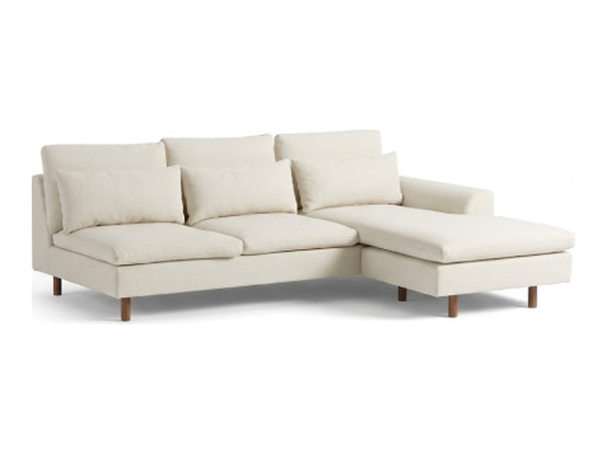 Sillón esquinero Leticia tapizado en pana antimanchas color Tiza, sofá en L con chaise longue