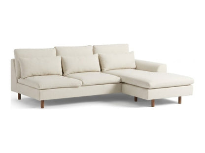 Sillón esquinero Leticia tapizado en pana antimanchas color Tiza, sofá en L con chaise longue