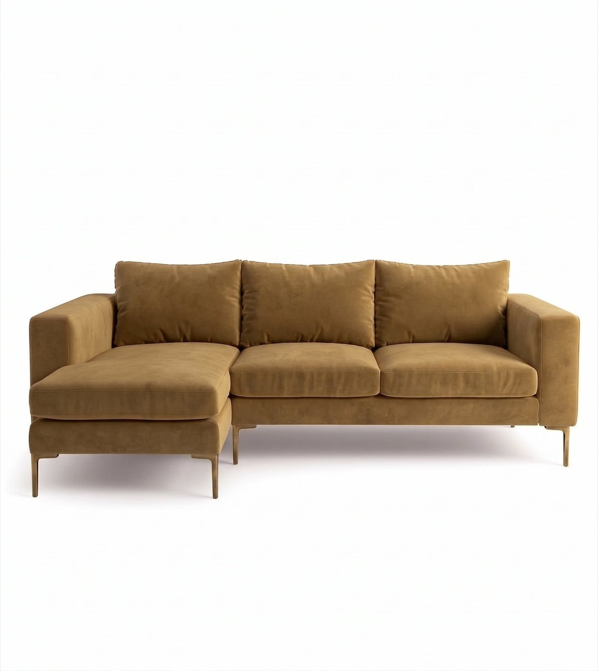 Sillón esquinero Magnolia tapizado en pana antimanchas color Gamuza, sofá en L con chaise longue