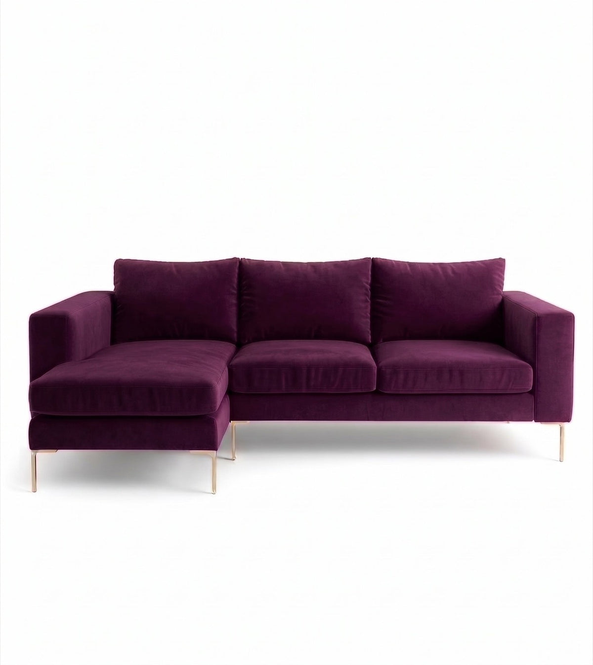 Sillón esquinero Magnolia tapizado en pana antimanchas color Obispo, sofá en L con chaise longue