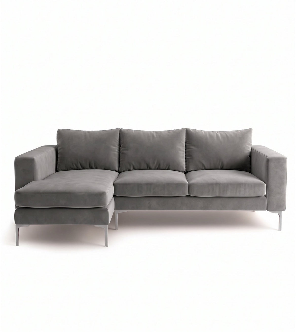 Sillón esquinero Magnolia tapizado en pana antimanchas color Onix, sofá en L con chaise longue