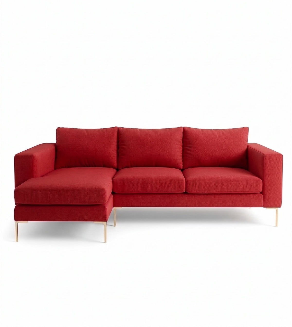 Sillón esquinero Magnolia tapizado en pana antimanchas color Rojo, sofá en L con chaise longue