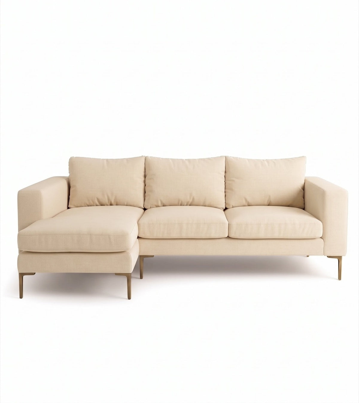 Sillón esquinero Magnolia tapizado en pana antimanchas color Vainilla, sofá en L con chaise longue