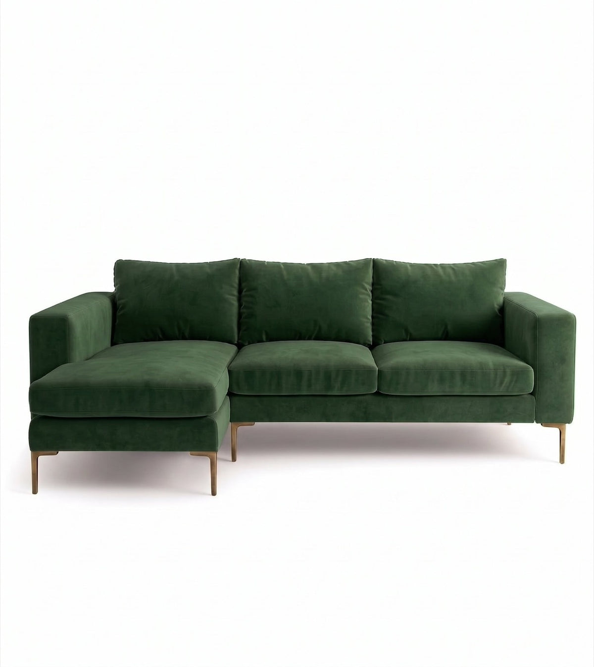 Sillón esquinero Magnolia tapizado en pana antimanchas color Verde inglés, sofá en L con chaise longue