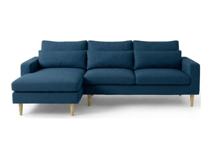 Sillón esquinero Mirror tapizado en pana antimanchas color Azul, sofá en L con chaise longue