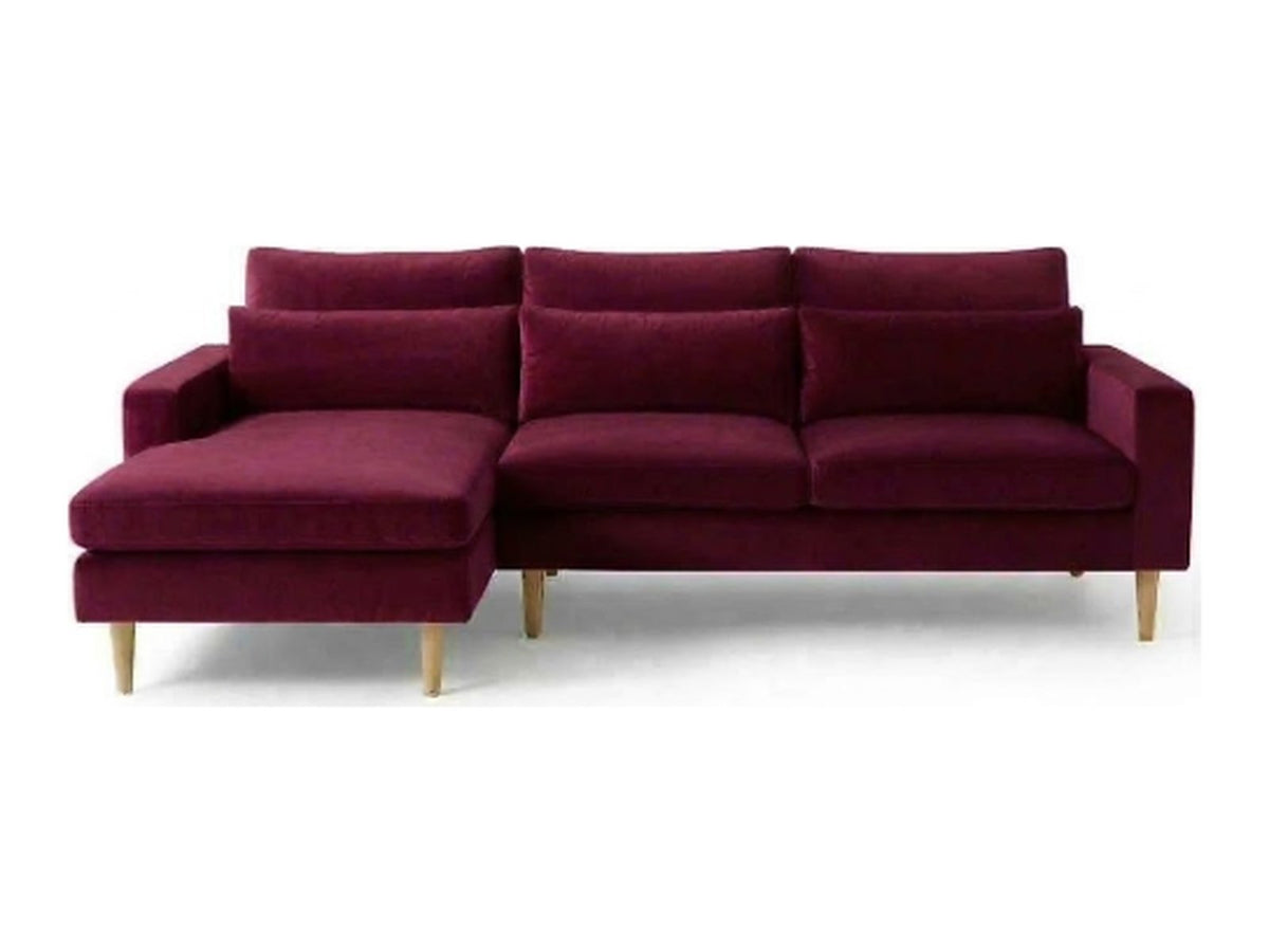 Sillón esquinero Mirror tapizado en pana antimanchas color Obispo, sofá en L con chaise longue