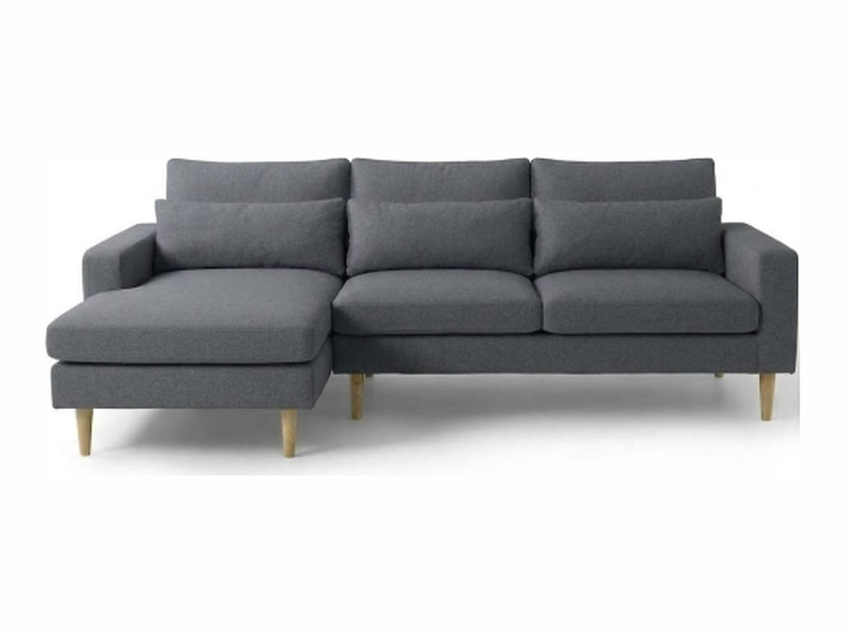 Sillón esquinero Mirror tapizado en pana antimanchas color Onyx, sofá en L con chaise longue