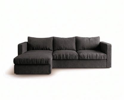 Sillón esquinero Richard tapizado en pana antimanchas color Grafito, sofá en L con chaise longue