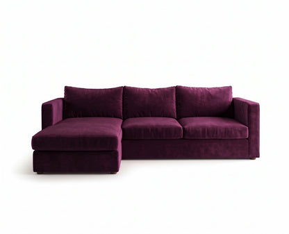 Sillón esquinero Richard tapizado en pana antimanchas color Obispo, sofá en L con chaise longue