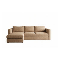 Sillón esquinero Richard tapizado a medida, sofá en L color arena con fondo blanco – Tienda de Banquitos