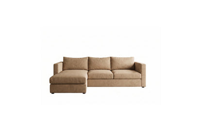 Sillón esquinero Richard tapizado a medida, sofá en L color arena con fondo blanco – Tienda de Banquitos