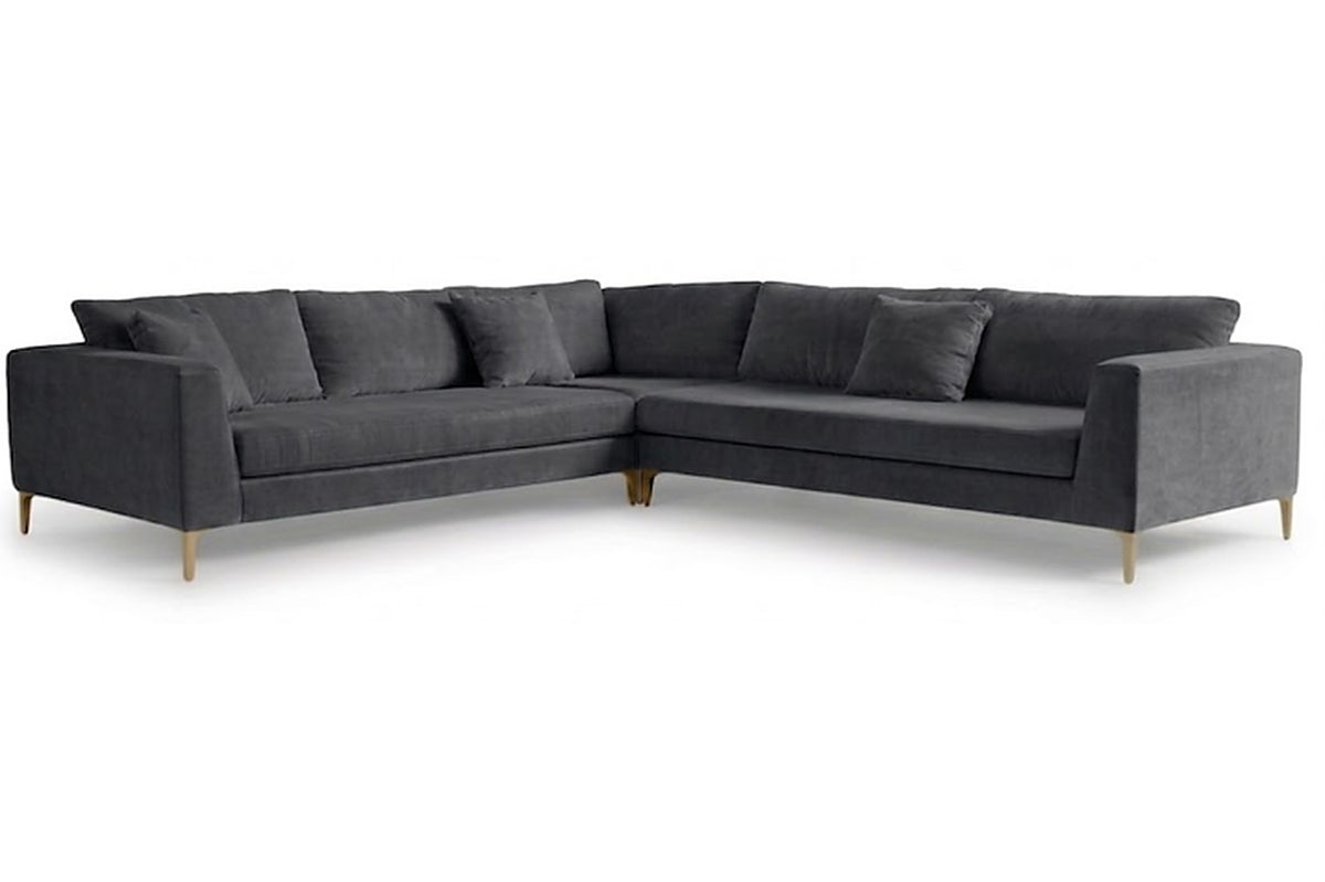 Sillón esquinero Rosaura tapizado en pana antimanchas color Grafito, sofá en L con chaise longue
