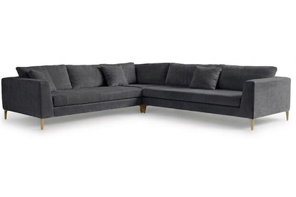 Sillón esquinero Rosaura tapizado en pana antimanchas color Grafito, sofá en L con chaise longue