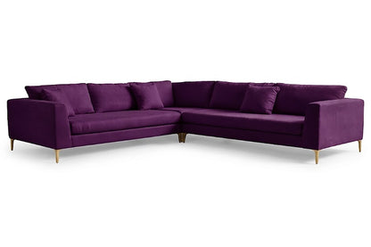 Sillón esquinero Rosaura tapizado en pana antimanchas color Obispo, sofá en L con chaise longue