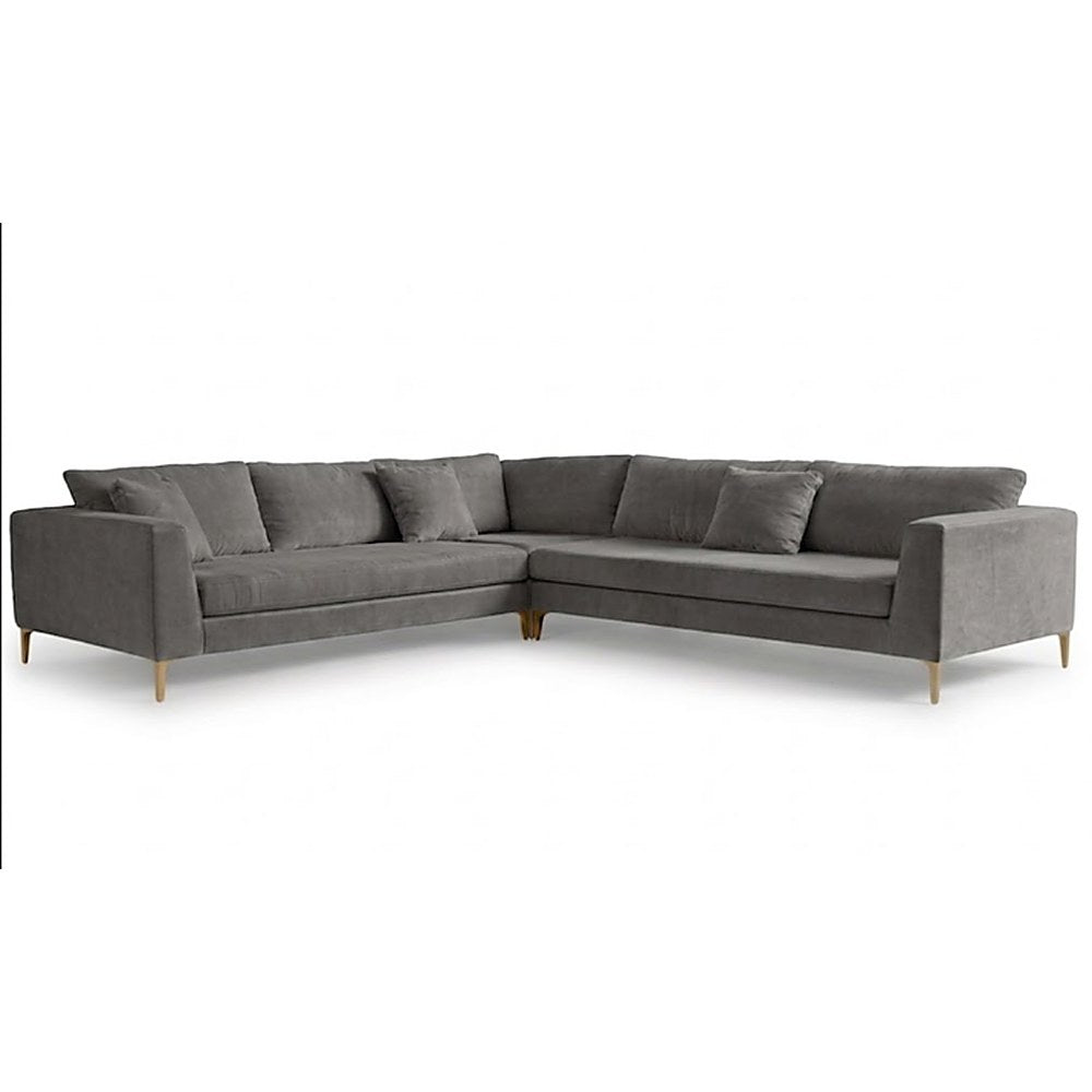 Sillón esquinero Rosaura tapizado en pana antimanchas color Onyx, sofá en L con chaise longue